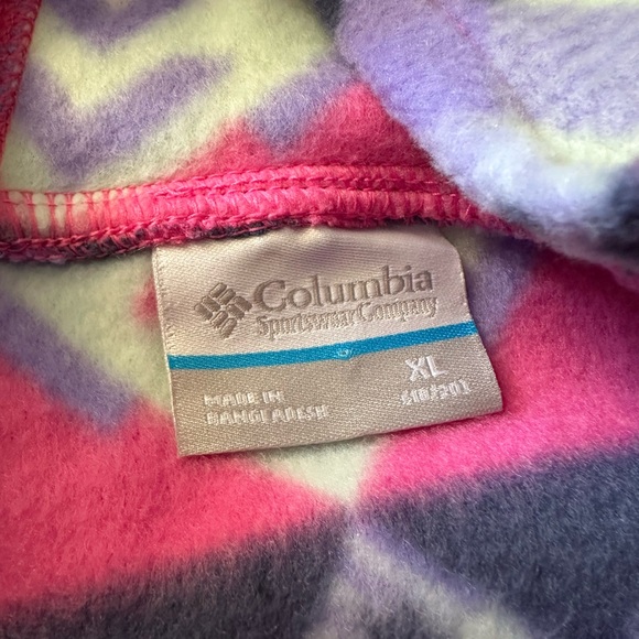 Columbia Kids' Geometric 1/2 zip Fleece Jacket - Pink, Purple, and Blue size XL - Picture 8 of 8